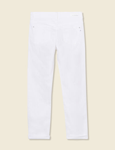 Jeans girlfriend taille haute denim blanc femme