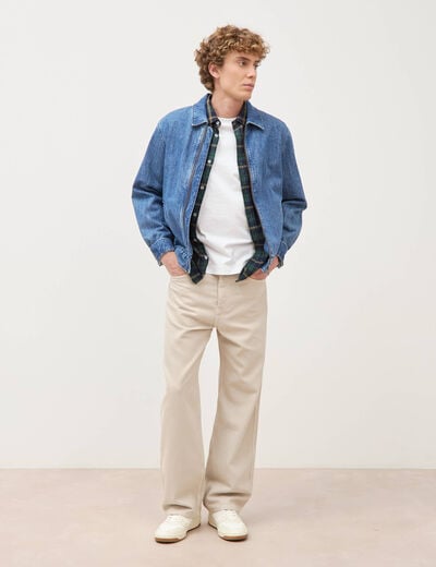 Jeans large 5 poches longueur 32 beige homme