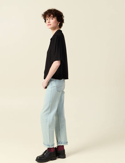 Chemise manches courtes noir femme