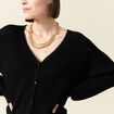 Gilet ajouré col V manches longues noir femme