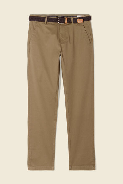 Pantalon chino straight vert kaki homme