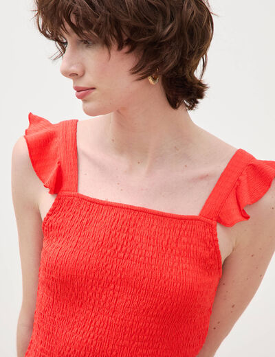 D&eacute;bardeur cintr&eacute; cropped d&eacute;collet&eacute; orange fonc&eacute; femme