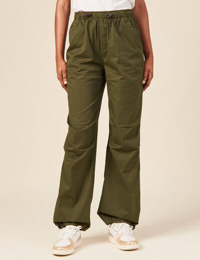 Pantalon battle bas élastiqué vert kaki femme