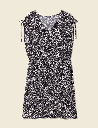 Robe droite fluide col en V noir femme