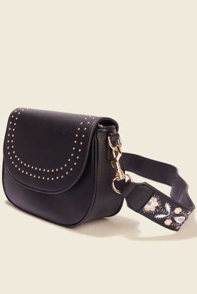 Sac besace avec clous noir femme