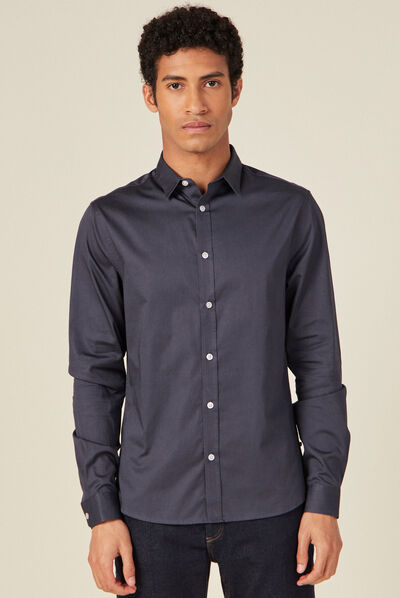 Chemise manches longues bleu gris homme
