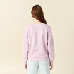 Sweat droit court col rond en coton parme femme