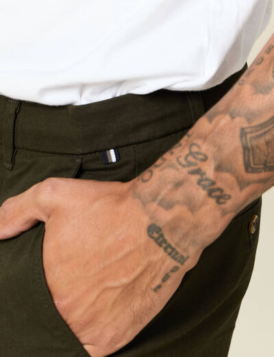 Pantalon chino longueur 32 vert kaki homme