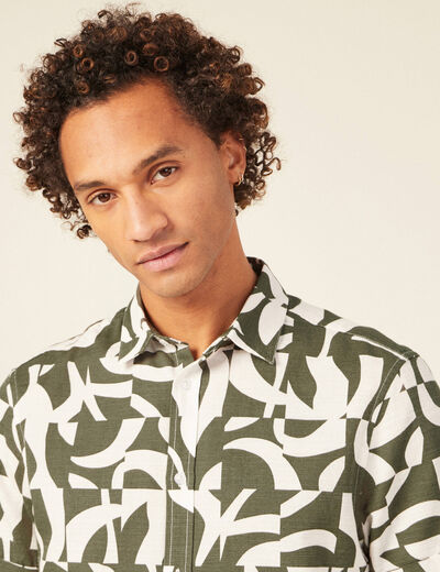 Chemise manches courtes vert kaki homme