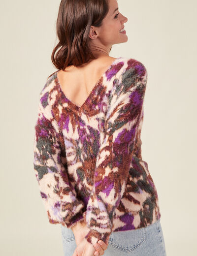 Pull manches longues violet femme