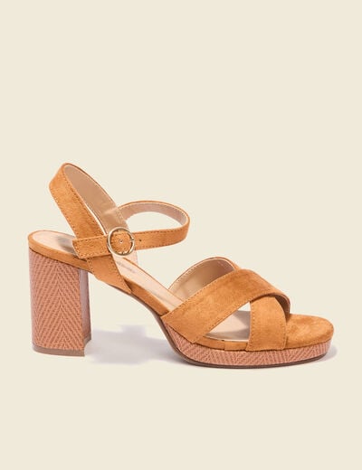 Sandales à talons suédine camel femme