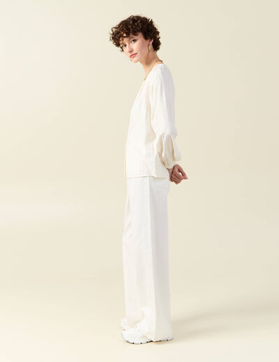 Blouse manches longues ecru femme