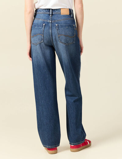 Jeans straight taille haute denim stone femme