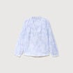 Chemise en coton col V manches longues bleu gris femme
