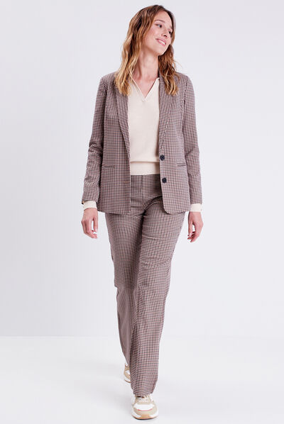 Pantalon flare avec boutons bleu marine femme