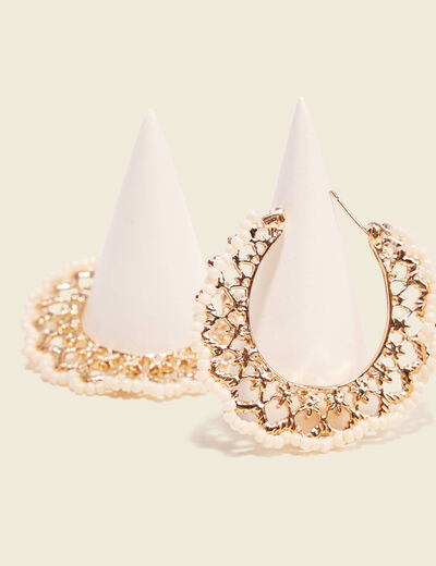Boucles d'oreilles créoles blanc femme