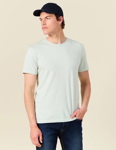 T-shirt cintr&eacute; col rond manches courtes bleu gris homme