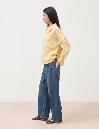 Chemise ample manches longues jaune citron femme