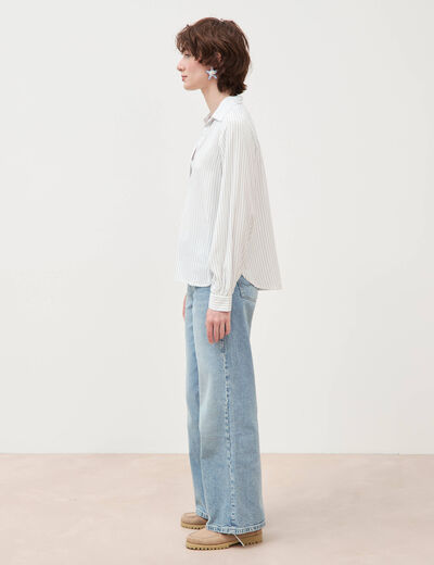 Blouse manches longues bleu femme