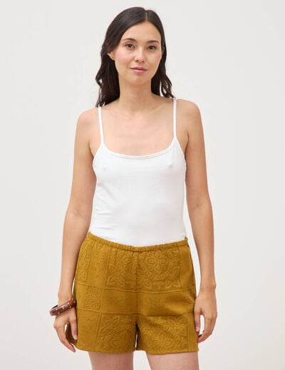 Short taille standard en dentelle vert olive femme