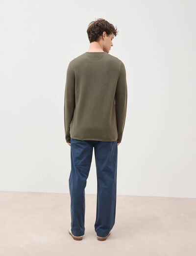 Pull col rond manches longues taupe homme