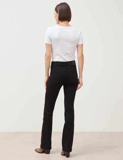 Jeans bootcut taille haute denim noir femme