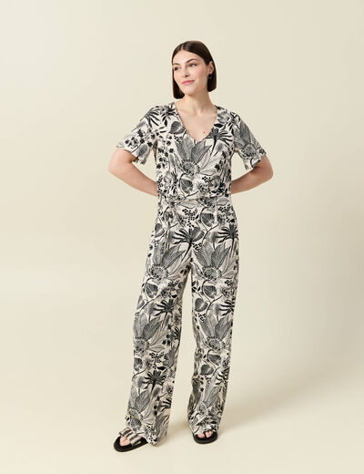 Combinaison coupe salopette blanc femme
