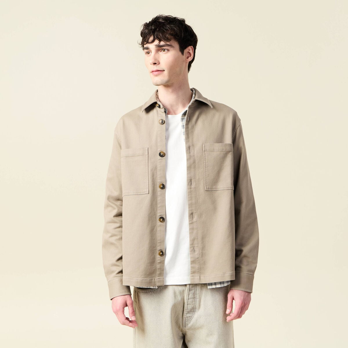 Surchemise manches longues sable homme