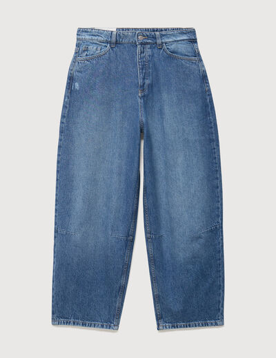 Jeans barrel 7/8&egrave;me taille standard denim used femme