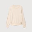 Pull oversize col rond manches longues creme femme