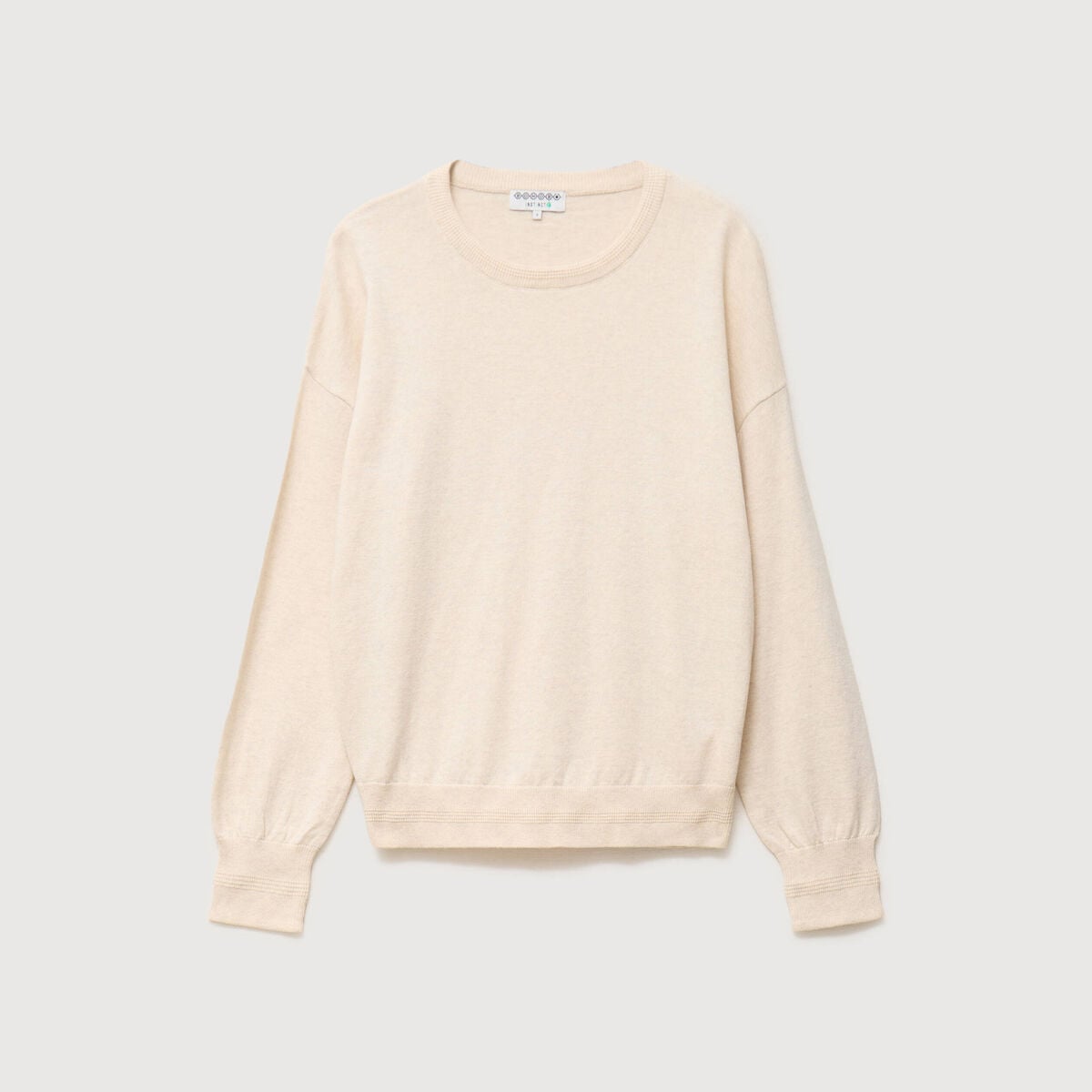 Pull oversize col rond manches longues creme femme