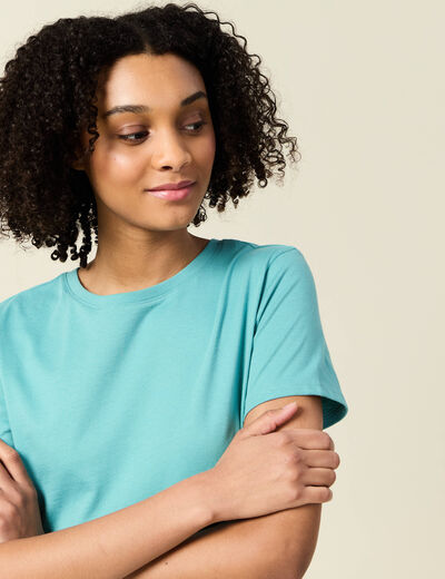 T-shirt éco-responsable bleu turquoise femme