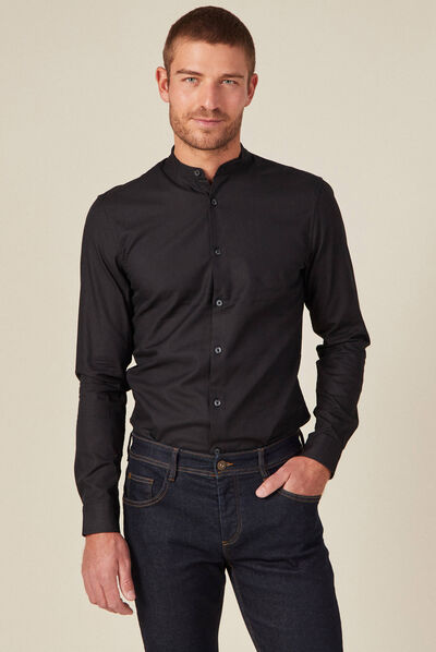 Chemise manches longues noir homme