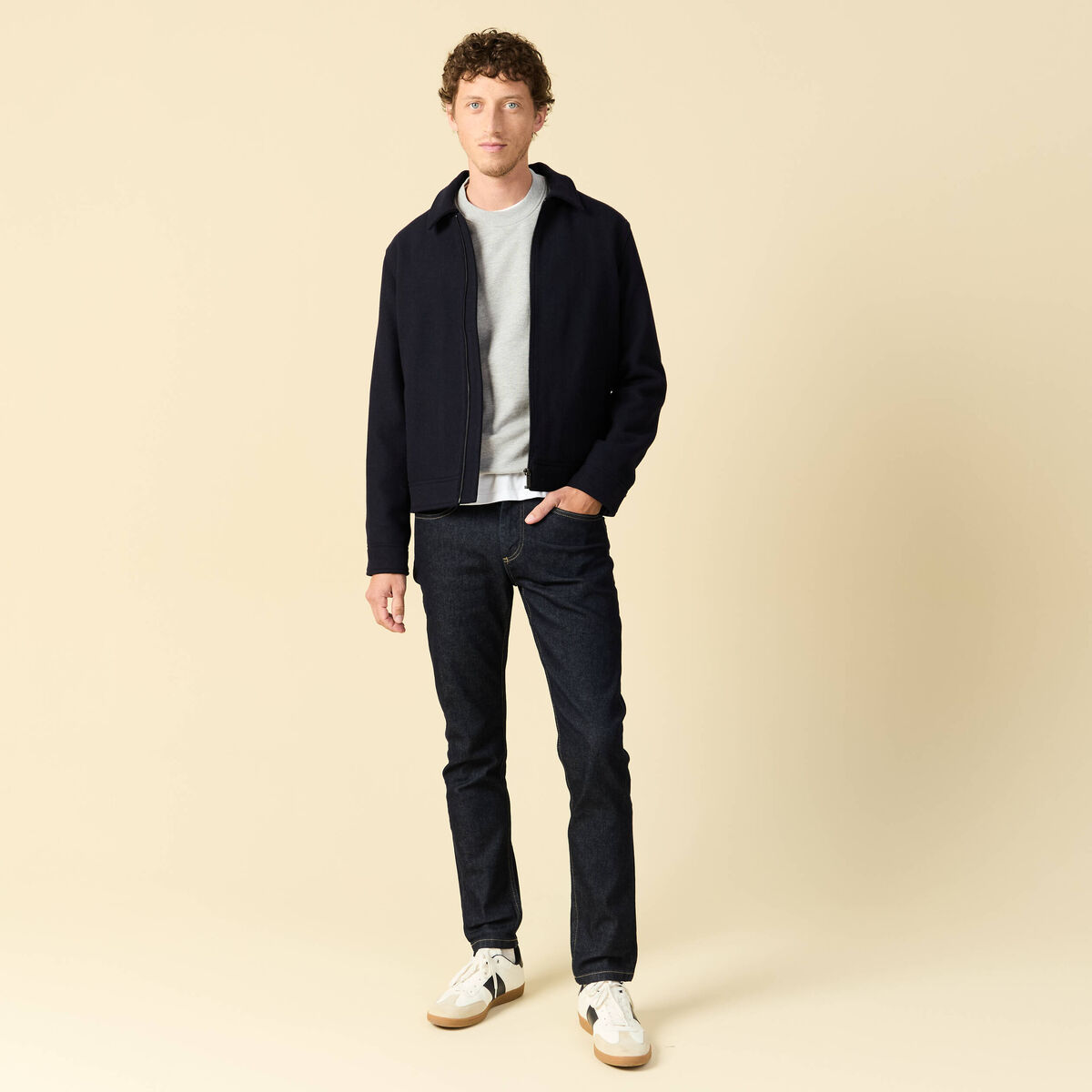 Jeans slim 5 poches longueur 32 denim brut clean homme