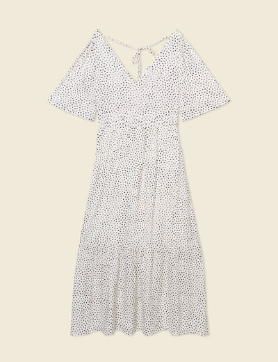 Robe longue évasée fluide blanc femme
