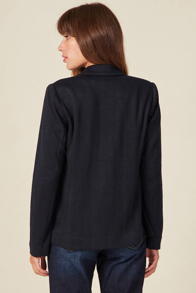 Veste blazer droite bleu marine femme