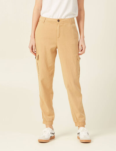 Pantalon éco-responsable beige femme