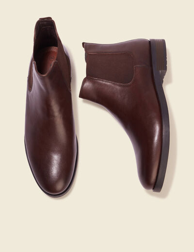 Bottines chelsea en cuir marron foncé homme
