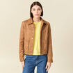 Blouson manches longues col classique marron femme
