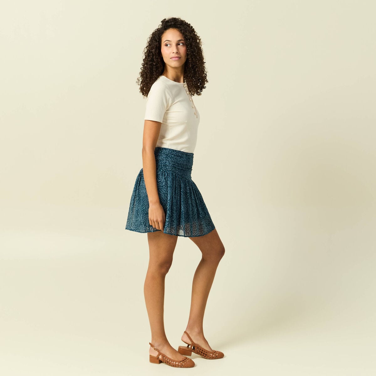Jupe avec doublure bleu canard femme