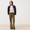 Pull droit col v manches longues creme femme