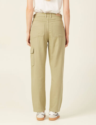 Pantalon cargo taille standard vert kaki femme