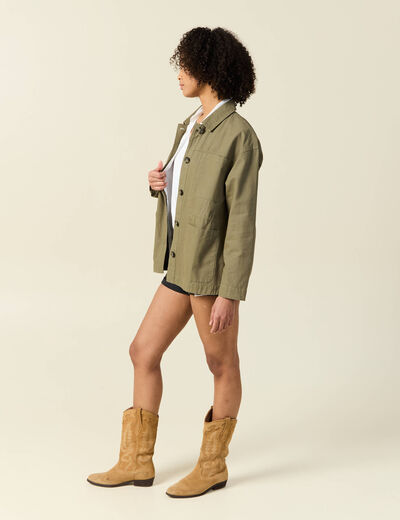 Surchemise oversize vert kaki femme