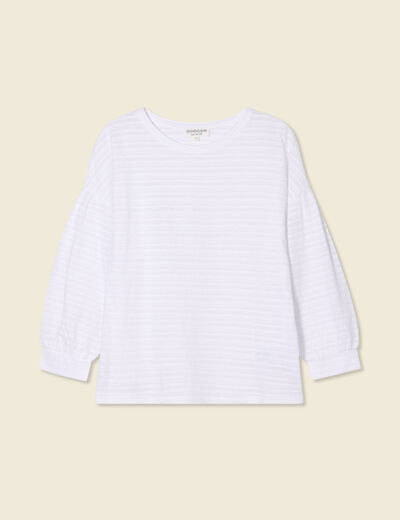 T-shirt manches 3/4 blanc femme