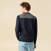 Pull fin col rond manches longues bleu marine homme