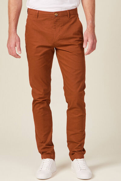 Pantalon slim Instinct chino orange foncé homme