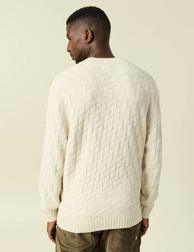 Pull manches longues col rond sable homme