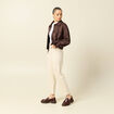 Veste oversize manches longues marron fonc&eacute; femme