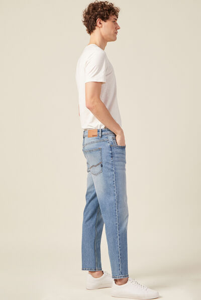 Jeans straight tapered denim stone homme