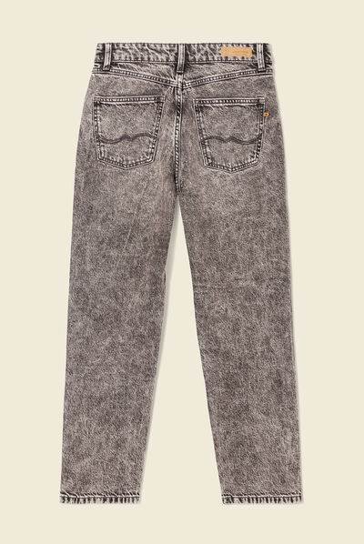 Jeans straight 5 poches denim snow gris femme